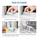 Window Locks 5 Sets, BEoffer Sliding Security Window Locks with Keys for Vertical and Horizontal Windows, No-Drill Install, Adjustable Aluminum Window Door Stoppers Burglar Proof for Home (Silver)
