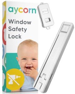 AYCORN® Baby Safety Window Lock - Baby Proofing Window Door Lock for Child, Dog, Cat & Home Security 30 Second Install (No Drilling) with 3M Adhesive