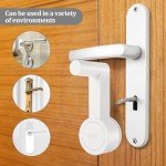 Sandiyago 2 Pieces Door Handle Lock, Door Jammer, Security Door Lock, White Door Lock Without Drilling, Bedroom Door Lock, Childproof Door Lever Lock, Child Proof and Pet Proof Door Locks