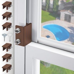 Sliding Window Locks,Window Locks for Horizontal Sliding Windows,Window Security Lock with Key,Adjustable Aluminum Easv to Install Window Stopper,Window Locks for Up and Down Windows (8 Sets Silver)