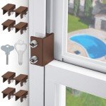 Sliding Window Locks,Window Locks for Horizontal Sliding Windows,Window Security Lock with Key,Adjustable Aluminum Easv to Install Window Stopper,Window Locks for Up and Down Windows (8 Sets Brown)