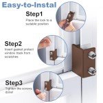 Sliding Window Locks,Window Locks for Horizontal Sliding Windows,Window Security Lock with Key,Adjustable Aluminum Easv to Install Window Stopper,Window Locks for Up and Down Windows (2 Sets Brown)