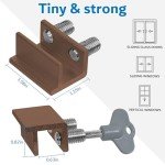 Sliding Window Locks,Window Locks for Horizontal Sliding Windows,Window Security Lock with Key,Adjustable Aluminum Easv to Install Window Stopper,Window Locks for Up and Down Windows (2 Sets Brown)