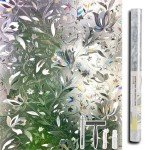 LEMON CLOUD Window Film Privacy, Frosted Opaque Glass Films, Non Adhesive Static Cling Heat Control, Tint Decorative Film, for Bathroom Living Room Rental House, Tulip (44.5 x 200 cm with Tool)