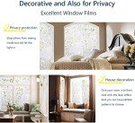 LEMON CLOUD Window Film Privacy, Frosted Opaque Glass Films, Non Adhesive Static Cling Heat Control, Tint Decorative Film, for Bathroom Living Room Rental House, Tulip (44.5 x 200 cm with Tool)