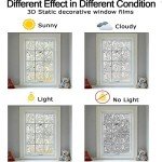 LEMON CLOUD Window Film Privacy, Frosted Opaque Glass Films, Non Adhesive Static Cling Heat Control, Tint Decorative Film, for Bathroom Living Room Rental House, Tulip (44.5 x 200 cm with Tool)