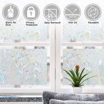 LEMON CLOUD Window Film Privacy, Frosted Opaque Glass Films, Non Adhesive Static Cling Heat Control, Tint Decorative Film, for Bathroom Living Room Rental House, Tulip (44.5 x 200 cm with Tool)