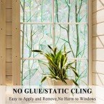 Decorative Privacy Window Film Green Rainbow Leaf Stained Glass Door Clings Static No Glue for Home and Office Anti UV Glare Window Sticker Tints,23.6 inches by 78.7 inches