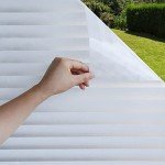 Mangobox Privacy Window Film, Non Adhesive White Strips Window Sticker,Faux Shutter Blinds Looking Static Cling Glass Covering for Home Office Security Protection UV Blocking (11.8x78.7 inches)