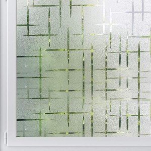 Mangobox Frosted Window Film,Non Adhesive Static Cling Decorative Window Covering, Easy Removable Privacy Window Film for Home Office Security UV Sun Blocking Star Cross Pattern (35.4x118 inches)