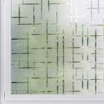 Mangobox Frosted Window Film,Non Adhesive Static Cling Decorative Window Covering, Easy Removable Privacy Window Film for Home Office Security UV Sun Blocking Star Cross Pattern (35.4x118 inches)