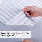 Mangobox Privacy Window Film, Non Adhesive White Strips Window Sticker,Faux Shutter Blinds Looking Static Cling Glass Covering for Home Office Security Protection UV Blocking (11.8x78.7 inches)