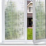 Mangobox Frosted Window Film,Non Adhesive Static Cling Decorative Window Covering, Easy Removable Privacy Window Film for Home Office Security UV Sun Blocking Star Cross Pattern (35.4x118 inches)