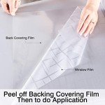 Mangobox Frosted Window Film,Non Adhesive Static Cling Decorative Window Covering, Easy Removable Privacy Window Film for Home Office Security UV Sun Blocking Star Cross Pattern (35.4x118 inches)