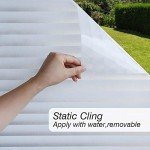 Mangobox Privacy Window Film, Non Adhesive White Strips Window Sticker,Faux Shutter Blinds Looking Static Cling Glass Covering for Home Office Security Protection UV Blocking (11.8x78.7 inches)