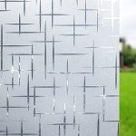 Mangobox Frosted Window Film,Non Adhesive Static Cling Decorative Window Covering, Easy Removable Privacy Window Film for Home Office Security UV Sun Blocking Star Cross Pattern (35.4x118 inches)