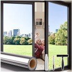 Coavas One Way Privacy Window Film with 3 Tools, Reflective Mirror Home Window Tint See Out Not in Sun Blocking Window Security Clings Self-Adhesive Daytime Privacy House Window Cover,17.5x78.7in