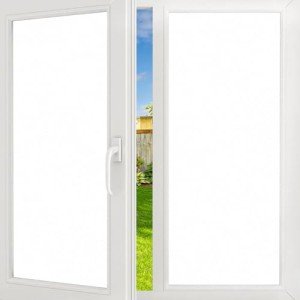 Filmgoo Window Privacy Film Decorate Tint Heat Control Vinyl Treatments Glass Coverings Security Door Stickers Texture Paper for Home and Office Decoration (Frosted-White, 17.7 Inch x 7.8 Feet)