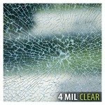 4mil Clear Security and Safety Window Film Shatterproof Glass Protective Vinyl Adhesive UV Blocking Explosion-Proof Tranparent Film, 24Inch x 10Feet