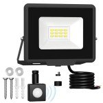 Royana Outdoor Security Lights Motion Sensor: 10W LED PIR Floodlight IP66 Waterproof Garden Garage