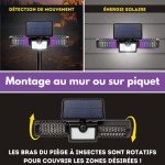 Monster Zapper Solar Light – Venteo – Pest Trap – Outdoor Lighting – Motion Sensor – Solar Panel – UV LED Light – 140 Lumens – 12 Hours Battery Life – Pesticide Free