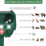 Joomouney Cat Repellent Garden,Ultrasonic Cat Deterrent Solar Animal Scarer Deterrent with PIR Sensor & Flash Light 5 Modes USB Charging, IPX4 Waterproof Animal Repellent for Cat, Dog, Fox, Bird