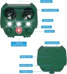 Joomouney Cat Repellent Garden,Ultrasonic Cat Deterrent Solar Animal Scarer Deterrent with PIR Sensor & Flash Light 5 Modes USB Charging, IPX4 Waterproof Animal Repellent for Cat, Dog, Fox, Bird