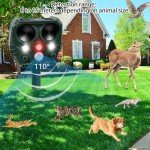 Joomouney Cat Repellent Garden,Ultrasonic Cat Deterrent Solar Animal Scarer Deterrent with PIR Sensor & Flash Light 5 Modes USB Charging, IPX4 Waterproof Animal Repellent for Cat, Dog, Fox, Bird