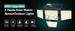 Lumisky Fairview Set of 2 Solar Powered Spotlight with 4 Black Heads, Powerful White LED Lighting, Adjustable with Motion Sensor, Ideal for Securing Garden, Patio and Outdoor