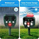 Joomouney Cat Repellent Garden,Ultrasonic Cat Deterrent Solar Animal Scarer Deterrent with PIR Sensor & Flash Light 5 Modes USB Charging, IPX4 Waterproof Animal Repellent for Cat, Dog, Fox, Bird