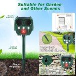 Joomouney Cat Repellent Garden,Ultrasonic Cat Deterrent Solar Animal Scarer Deterrent with PIR Sensor & Flash Light 5 Modes USB Charging, IPX4 Waterproof Animal Repellent for Cat, Dog, Fox, Bird