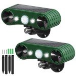 2 Pack Solar Indoor&Outdoor Motion Sensor Alarm, Outdoor Motion Detectors, Ultrasonic Solar Infrared Induction Alarm with White Flashing Light for Home, Farm, Pond, and Orchard