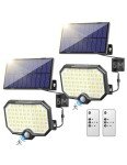 TECKNET Solar Lights Outdoor, Solar Security Light with Motion Sensor LED Solar Powered Wall Lights with Cable for Garden, Yard, Pathway - IP65 Waterproof, Separate Solar Panel