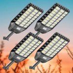 Solar Street Light Outdoor, 5000W Solar Parking Lot Lights, 360000Lm Solar Lights Outdoor, IP67 Solar Lights for Outside Dusk to Down Outdoor Lighting for Yard, Garden(4 Pack)