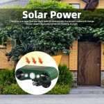 2 Pack Solar Indoor&Outdoor Motion Sensor Alarm, Outdoor Motion Detectors, Ultrasonic Solar Infrared Induction Alarm with White Flashing Light for Home, Farm, Pond, and Orchard