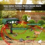 2 Pack Solar Indoor&Outdoor Motion Sensor Alarm, Outdoor Motion Detectors, Ultrasonic Solar Infrared Induction Alarm with White Flashing Light for Home, Farm, Pond, and Orchard