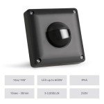 SEBSON PIR Sensor Light Switch Outdoor IP65 - Wall Flush Mounted, Programmable, Range 10m/190° - Infrared Motion Sensor for LED Lights, 3-Wire, Installation 53x53x23mm
