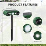 2 Pack Solar Indoor&Outdoor Motion Sensor Alarm, Outdoor Motion Detectors, Ultrasonic Solar Infrared Induction Alarm with White Flashing Light for Home, Farm, Pond, and Orchard
