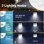 [12 Packs] Solar Outdoor Lights Motion Sensor Solar Security Lights Waterproof with 3 Lighting Modes Solar Powered Wall Lights Outside for Garden Fence Yard,White