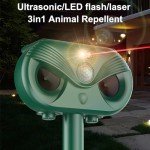 Solar Cat Repellent, OBEST Ultrasonic Animal Pest Repeller, Solar Powered Waterproof with Motion Sensor (GREEN-1)