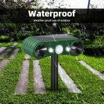 2 Pack Solar Indoor&Outdoor Motion Sensor Alarm, Outdoor Motion Detectors, Ultrasonic Solar Infrared Induction Alarm with White Flashing Light for Home, Farm, Pond, and Orchard