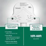 TREEWELL 240 Degree Replacement Motion Detector, Adjustable Time and Detection Sensitivity Up to 60 Feet Range, 3 Working Modes Pir Motion Sensor for Reflector