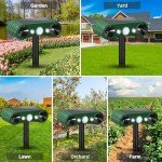 2 Pack Solar Indoor&Outdoor Motion Sensor Alarm, Outdoor Motion Detectors, Ultrasonic Solar Infrared Induction Alarm with White Flashing Light for Home, Farm, Pond, and Orchard