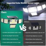 omibee Dual Motion Sensor Solar Lights Outdoor, 3000LM Solar Flood Lights 6 Adjustable Heads Solar Security Wall Lights, IP65 Waterproof & Remote Control for Graden, Outside, Backyard, 3 Pack