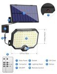TECKNET Solar Lights Outdoor, Solar Security Light with Motion Sensor LED Solar Powered Wall Lights with Cable for Garden, Yard, Pathway - IP65 Waterproof, Separate Solar Panel