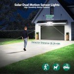 omibee Dual Motion Sensor Solar Lights Outdoor, 3000LM Solar Flood Lights 6 Adjustable Heads Solar Security Wall Lights, IP65 Waterproof & Remote Control for Graden, Outside, Backyard, 3 Pack