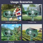 Solar Cat Repellent, OBEST Ultrasonic Animal Pest Repeller, Solar Powered Waterproof with Motion Sensor (GREEN-1)