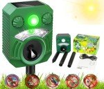 Joomouney Cat Repellent, Garden Cat Repellent Cat Deterrent Animal Scarer Ultrasonic Solar Deterrent with PIR Sensor & Flash 5 Adjustment Modes, IPX4 Waterproof Solar USB Charging for Dog Cat Fox Bird