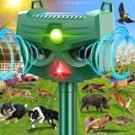 Cat Repellent, Ultrasonic Solar Animal Repeller with Motion Sensor and Flashing Lights, Waterproof Rechargeable Animal Deterrent Devices Outdoor for Deer Dog Rabbit Skunk Yard Garden Farm