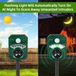 Joomouney Cat Repellent, Garden Cat Repellent Cat Deterrent Animal Scarer Ultrasonic Solar Deterrent with PIR Sensor & Flash 5 Adjustment Modes, IPX4 Waterproof Solar USB Charging for Dog Cat Fox Bird
